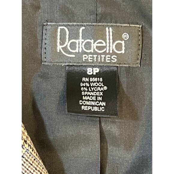 Rafaella Petites Glen Plaid Wool Blend Blazer Brown Black Check Stretch 8P NWT - Picture 9 of 14
